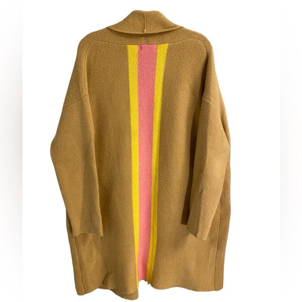 Caryn Lawn Sweater, NWT, One Size Fits Most Camel w/pink & yellow, thigh length